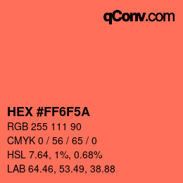 カラーコード: HEX #FF6F5A | qconv.com