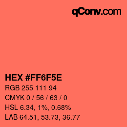 Farbcode: HEX #FF6F5E | qconv.com