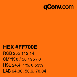 Color code: HEX #FF700E | qconv.com