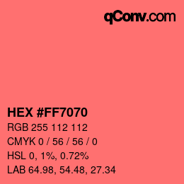 Código de color: HEX #FF7070 | qconv.com