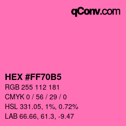 カラーコード: HEX #FF70B5 | qconv.com