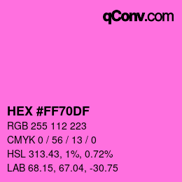カラーコード: HEX #FF70DF | qconv.com
