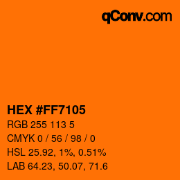 Color code: HEX #FF7105 | qconv.com