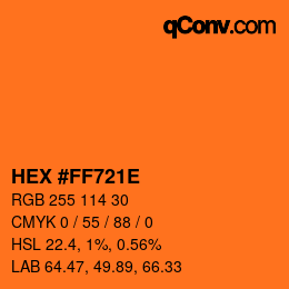 Color code: HEX #FF721E | qconv.com