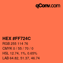 カラーコード: HEX #FF724C | qconv.com