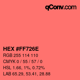 Color code: HEX #FF726E | qconv.com