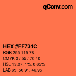 Color code: HEX #FF734C | qconv.com