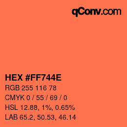 Color code: HEX #FF744E | qconv.com