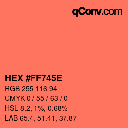 Color code: HEX #FF745E | qconv.com