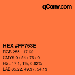 Color code: HEX #FF753E | qconv.com