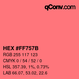 Color code: HEX #FF757B | qconv.com