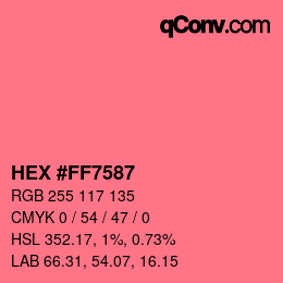 Color code: HEX #FF7587 | qconv.com