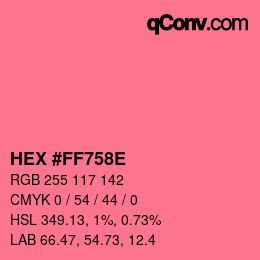 Color code: HEX #FF758E | qconv.com