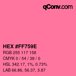 Color code: HEX #FF759E | qconv.com