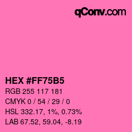 颜色代码: HEX #FF75B5 | qconv.com