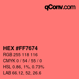 Color code: HEX #FF7674 | qconv.com