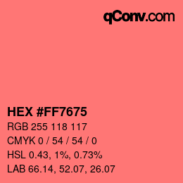 Color code: HEX #FF7675 | qconv.com