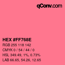 Color code: HEX #FF768E | qconv.com
