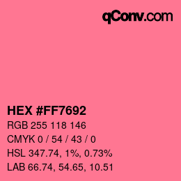 カラーコード: HEX #FF7692 | qconv.com