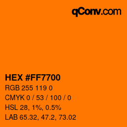 Farbcode: HEX #FF7700 | qconv.com