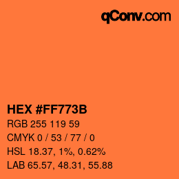 Color code: HEX #FF773B | qconv.com