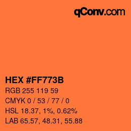 Color code: HEX #FF773B | qconv.com