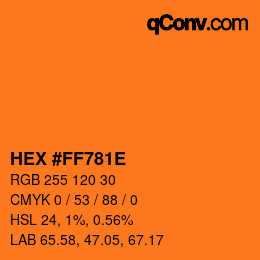 Color code: HEX #FF781E | qconv.com