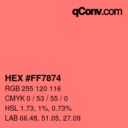 カラーコード: HEX #FF7874 | qconv.com