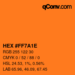 Color code: HEX #FF7A1E | qconv.com