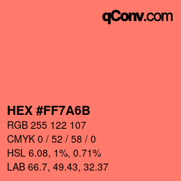 Color code: HEX #FF7A6B | qconv.com