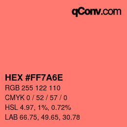 Color code: HEX #FF7A6E | qconv.com