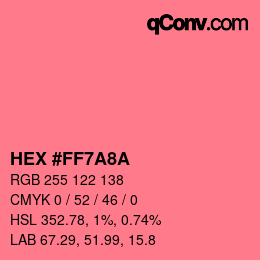 Color code: HEX #FF7A8A | qconv.com