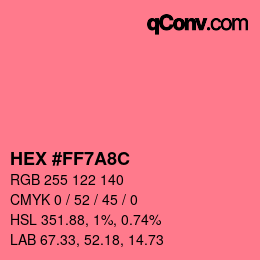 カラーコード: HEX #FF7A8C | qconv.com