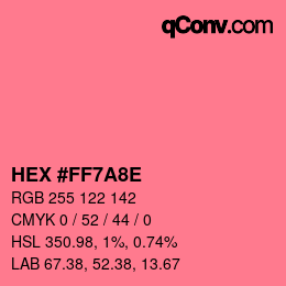 Color code: HEX #FF7A8E | qconv.com