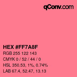 カラーコード: HEX #FF7A8F | qconv.com