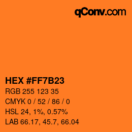 カラーコード: HEX #FF7B23 | qconv.com