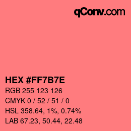 颜色代码: HEX #FF7B7E | qconv.com