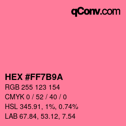 カラーコード: HEX #FF7B9A | qconv.com