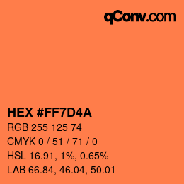 Color code: HEX #FF7D4A | qconv.com