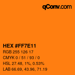 Color code: HEX #FF7E11 | qconv.com