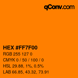 カラーコード: HEX #FF7F00 | qconv.com