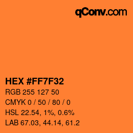 Color code: HEX #FF7F32 | qconv.com