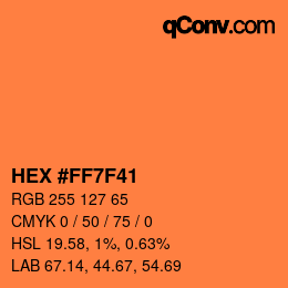 颜色代码: HEX #FF7F41 | qconv.com