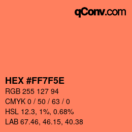 カラーコード: HEX #FF7F5E | qconv.com