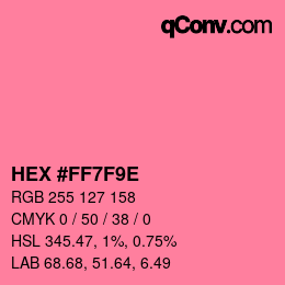 Color code: HEX #FF7F9E | qconv.com