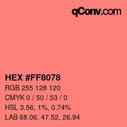 カラーコード: HEX #FF8078 | qconv.com