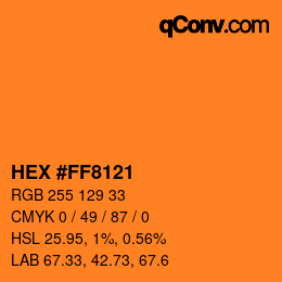 カラーコード: HEX #FF8121 | qconv.com