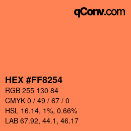 カラーコード: HEX #FF8254 | qconv.com