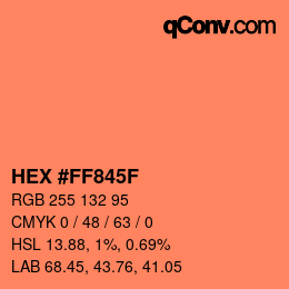 颜色代码: HEX #FF845F | qconv.com