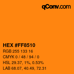 Color code: HEX #FF8510 | qconv.com